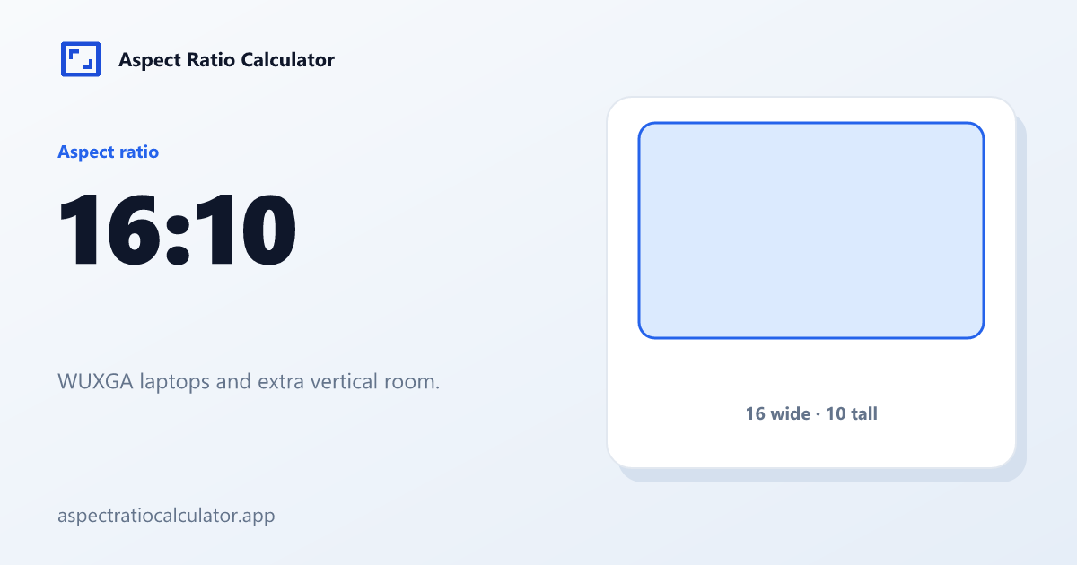 16:10 Aspect Ratio - Aspect Ratio Calculator