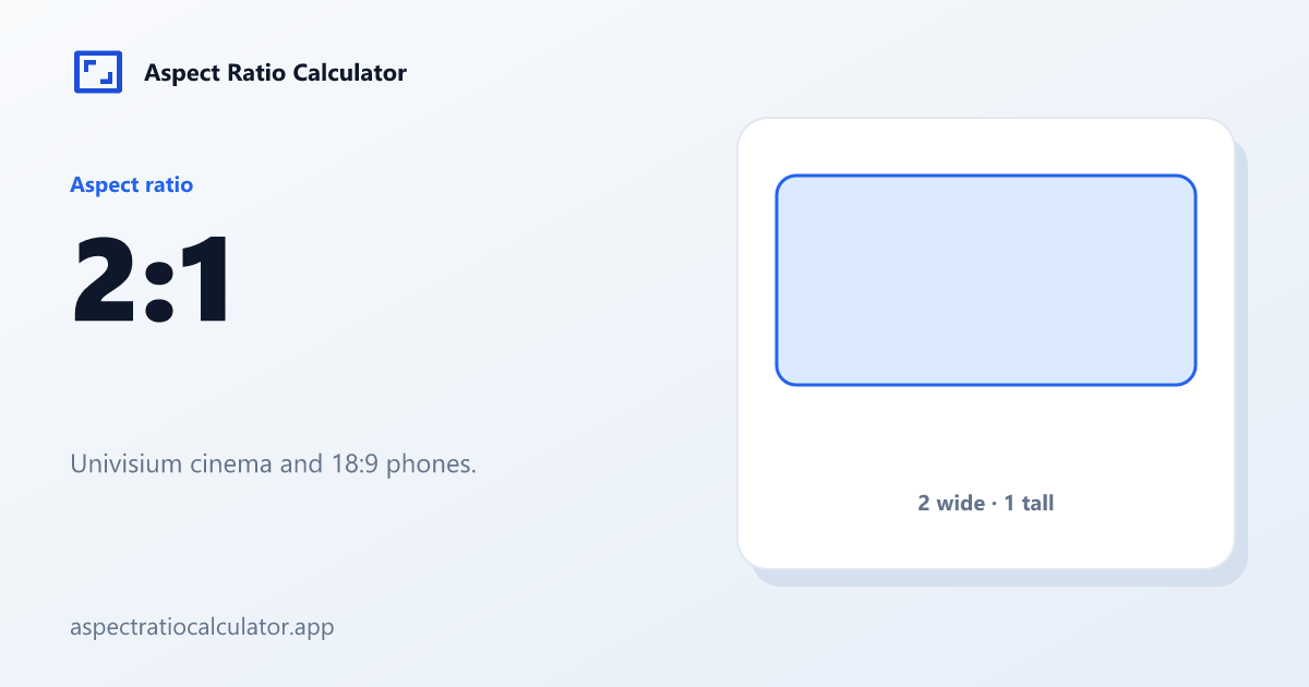 2:1 Aspect Ratio - Aspect Ratio Calculator