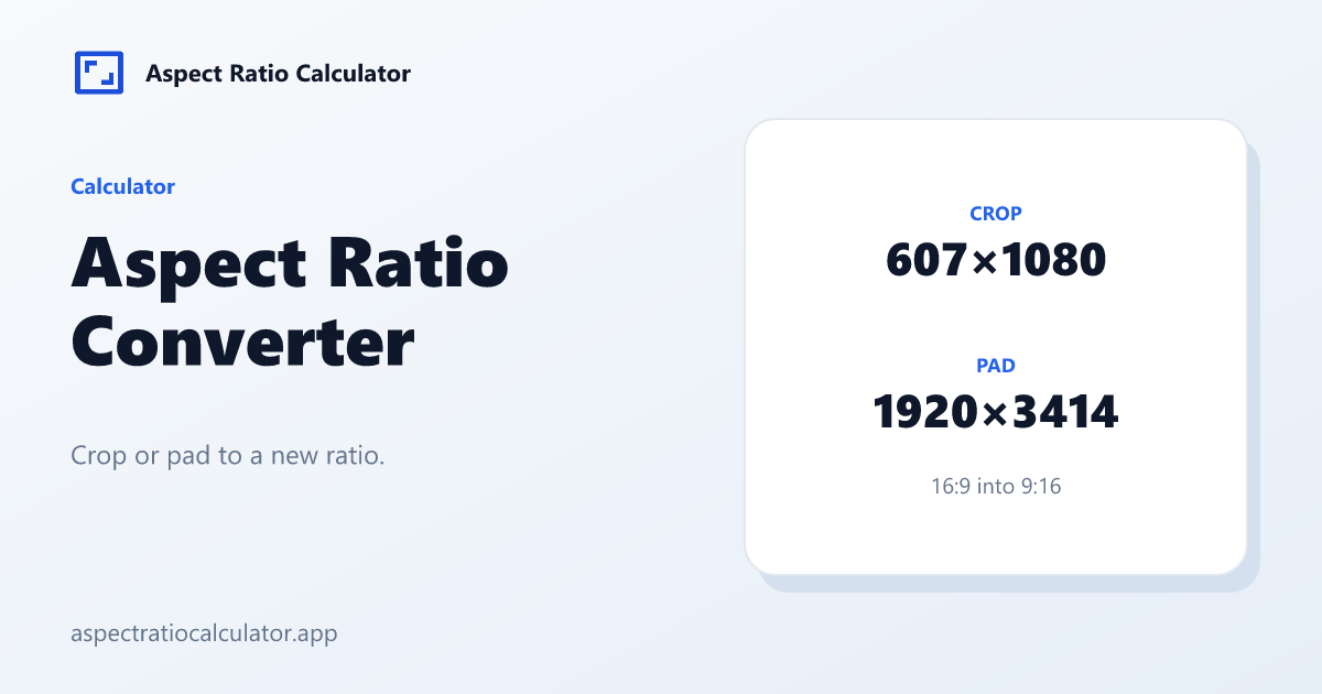 Aspect Ratio Converter - Aspect Ratio Calculator