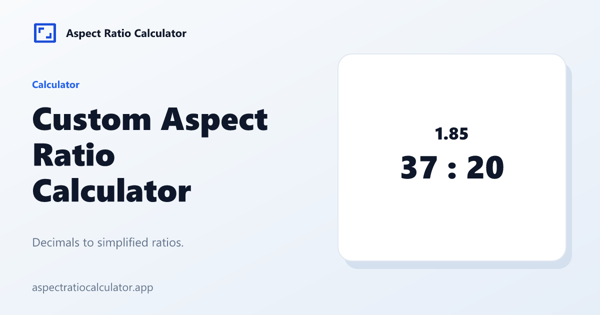 Custom Aspect Ratio Calculator - Aspect Ratio Calculator