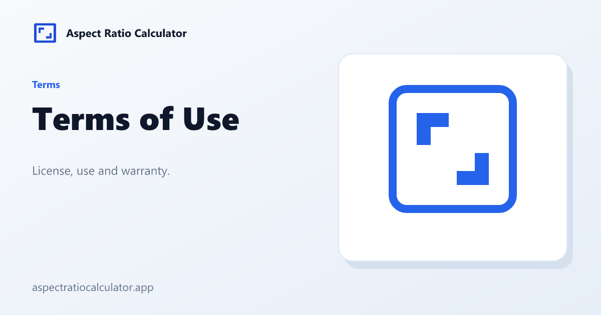 Terms of Use - Aspect Ratio Calculator