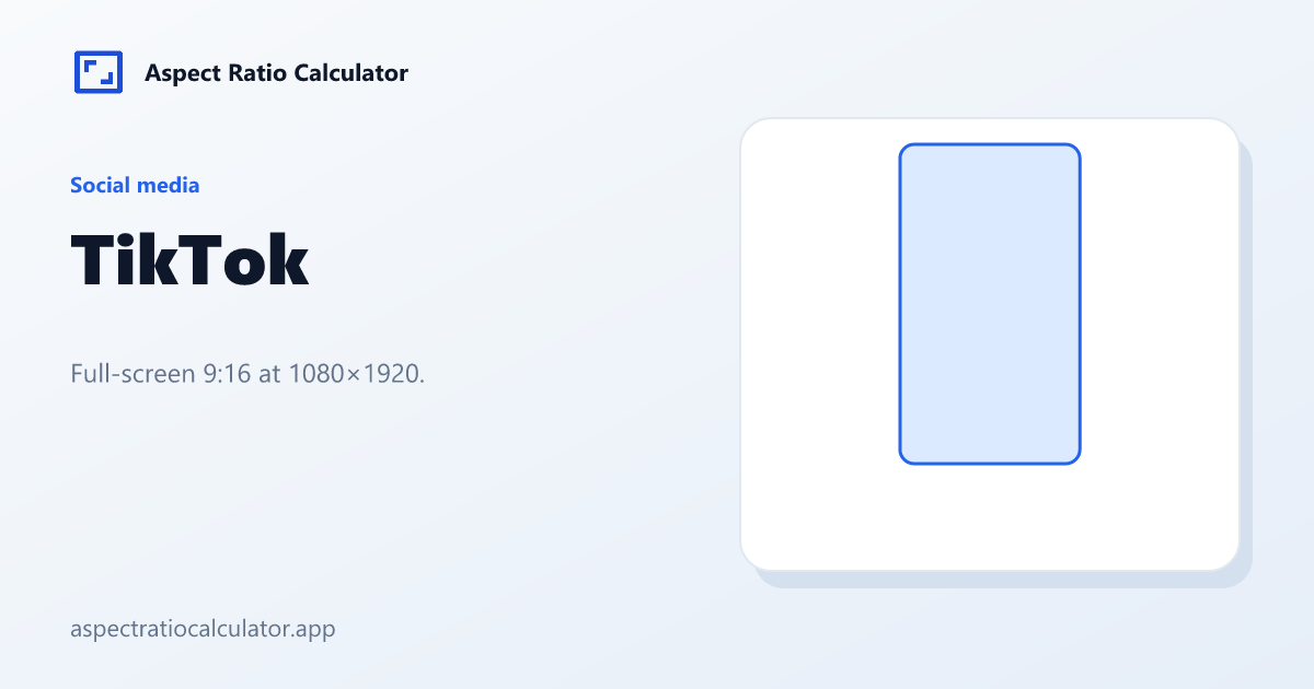 TikTok Aspect Ratio - Aspect Ratio Calculator